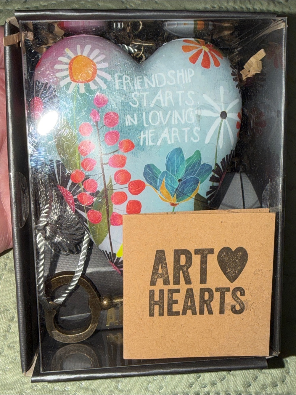 Deacon Art Hearts Friendship Loving Hearts 4” Ornamental Heart with key